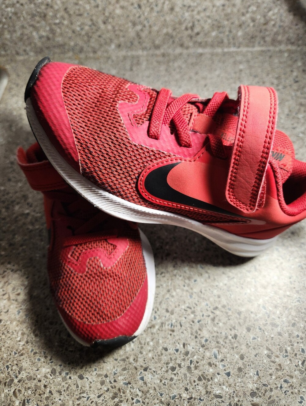Nike Kids Red Mesh Sneakers with Black Swoosh